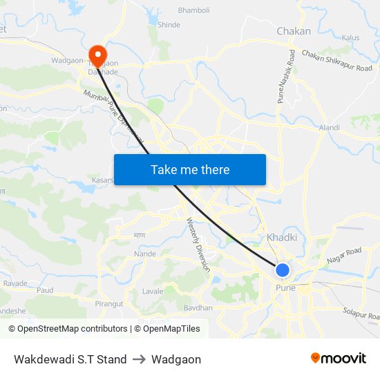 Wakdewadi S.T Stand to Wadgaon map