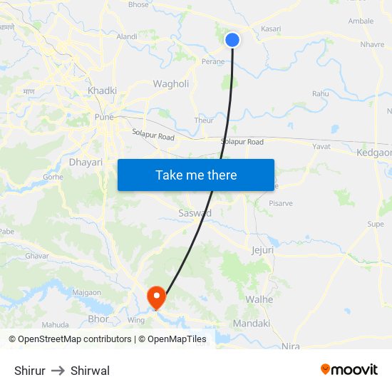 Shirur to Shirwal map