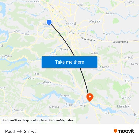 Paud to Shirwal map