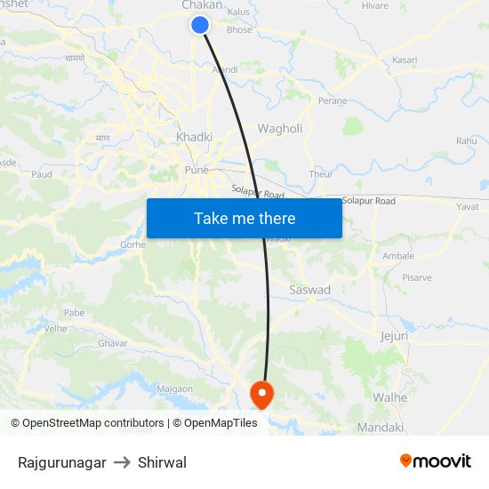 Rajgurunagar to Shirwal map