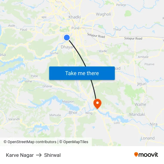 Karve Nagar to Shirwal map