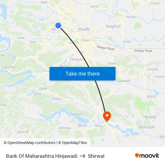 Bank Of Maharashtra Hinjawadi to Shirwal map