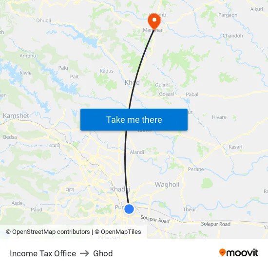 Income Tax Office to Ghod map