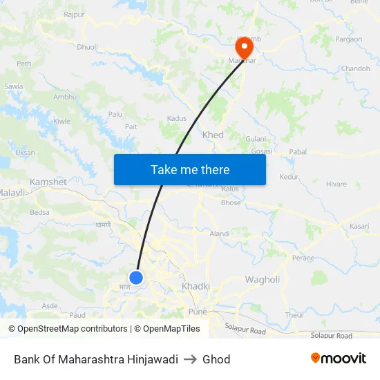 Bank Of Maharashtra Hinjawadi to Ghod map