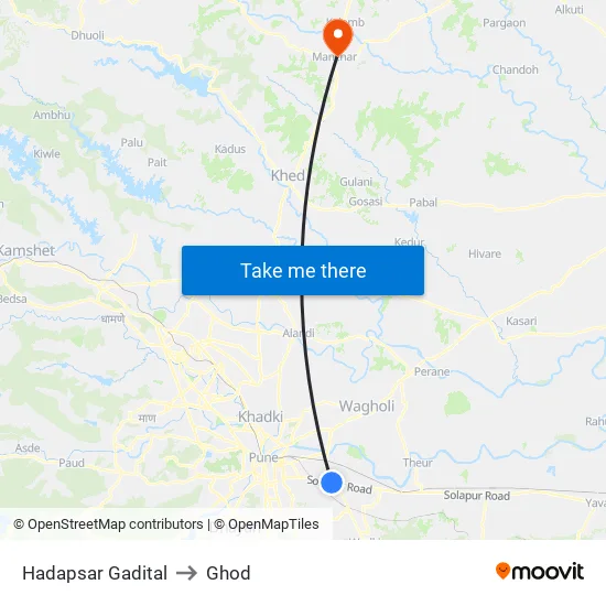 Hadapsar Gadital to Ghod map