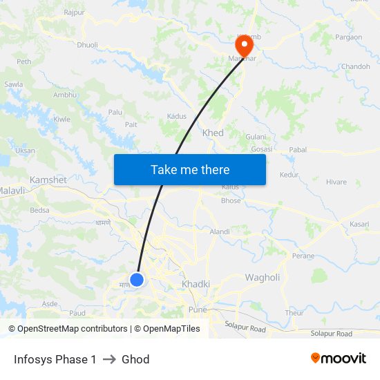 Infosys Phase 1 to Ghod map