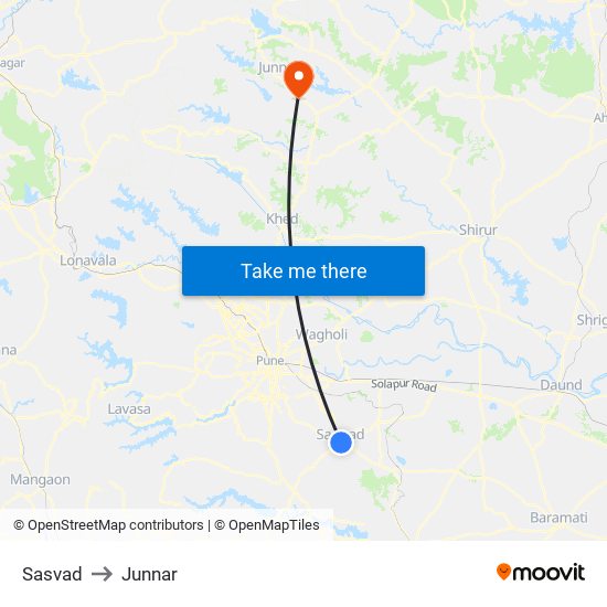 Sasvad to Junnar map