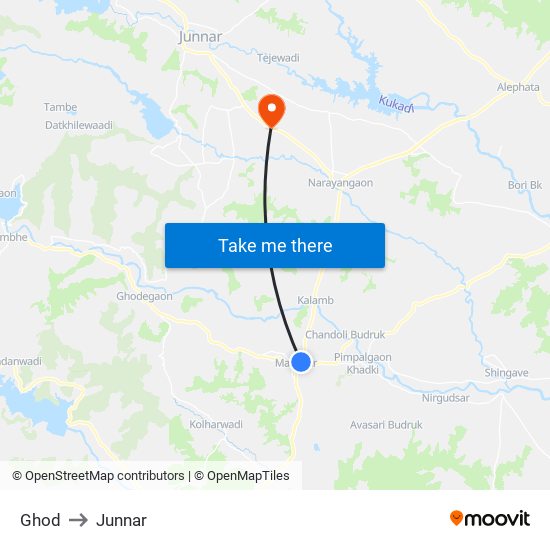 Ghod to Junnar map