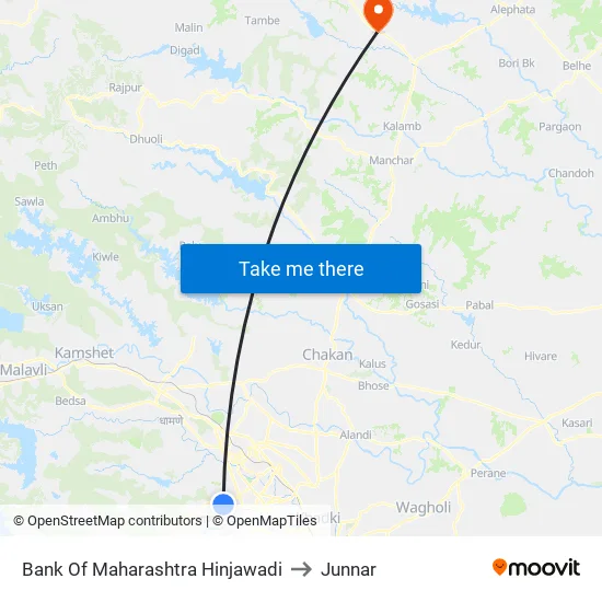 Bank Of Maharashtra Hinjawadi to Junnar map