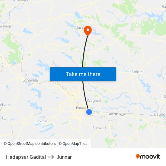 Hadapsar Gadital to Junnar map