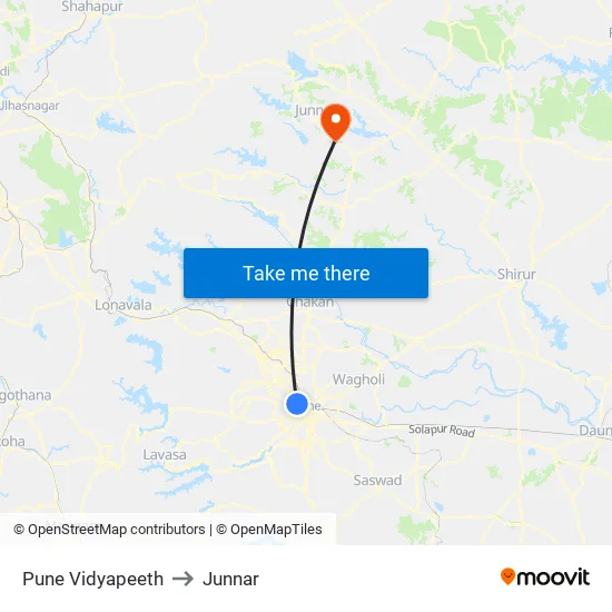 Pune Vidyapeeth Ganeshkhind Road to Junnar map