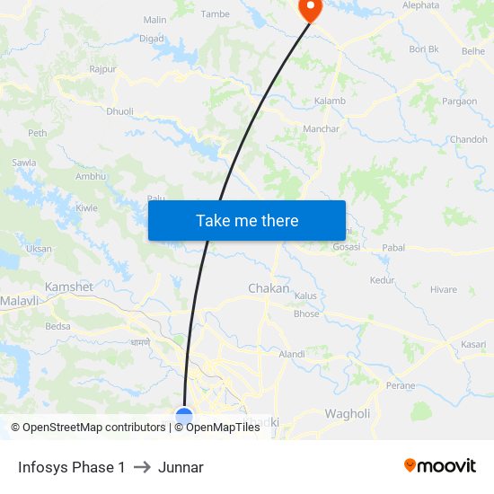 Infosys Phase 1 to Junnar map