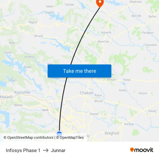 Infosys Phase 1 to Junnar map