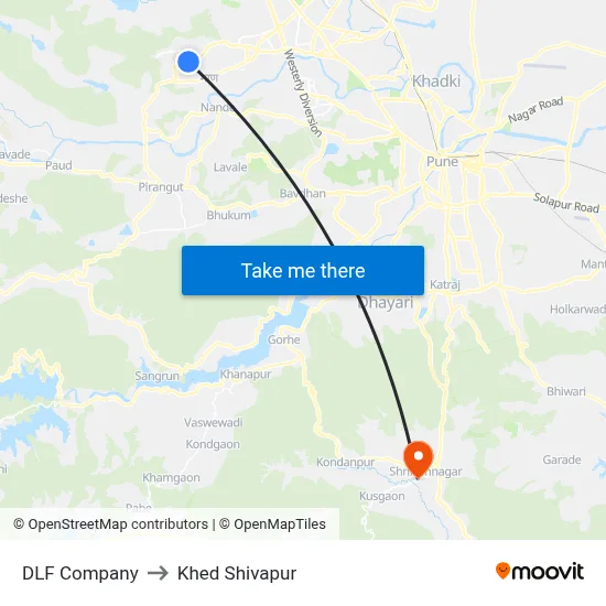 DLF Company to Khed Shivapur map