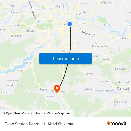Pune Station Depot to Khed Shivapur map