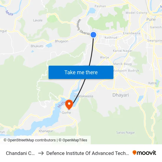 Chandani Chowk to Defence Institute Of Advanced Technology Diat map