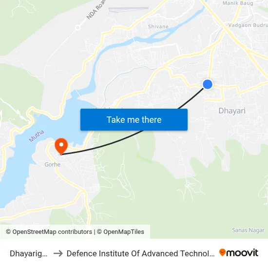 Dhayarigaon to Defence Institute Of Advanced Technology Diat map