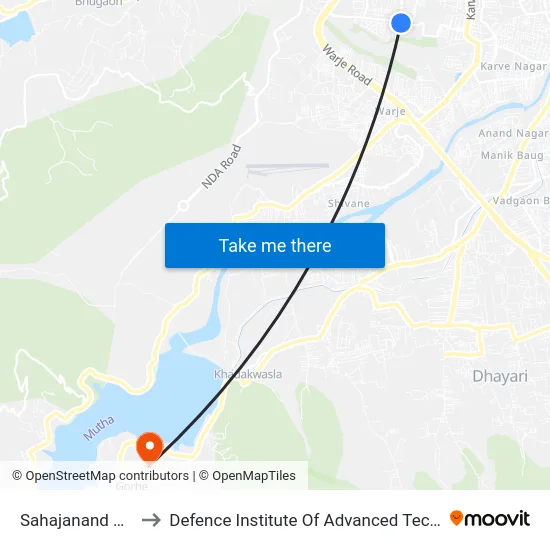 Sahajanand Society to Defence Institute Of Advanced Technology Diat map