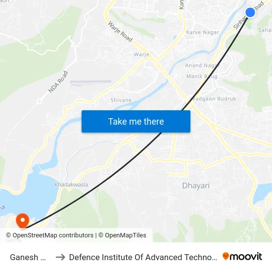 Ganesh Mala to Defence Institute Of Advanced Technology Diat map