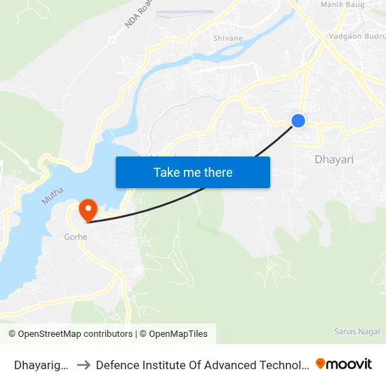 Dhayarigaon to Defence Institute Of Advanced Technology Diat map