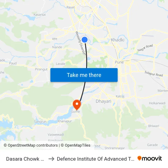 Dasara Chowk Balewadi to Defence Institute Of Advanced Technology Diat map