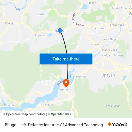 Bhugaon to Defence Institute Of Advanced Technology Diat map