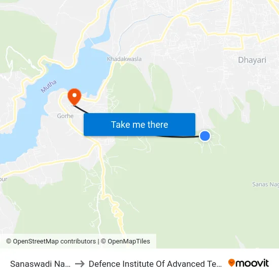 Sanaswadi Nandoshi to Defence Institute Of Advanced Technology Diat map