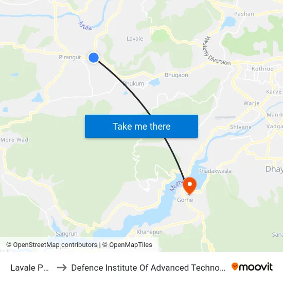 Lavale Phata to Defence Institute Of Advanced Technology Diat map