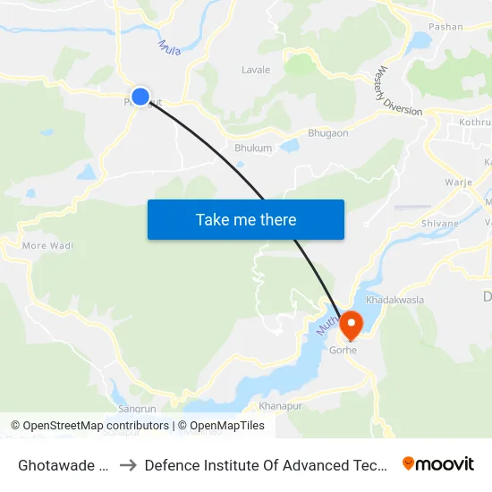 Ghotawade Phata to Defence Institute Of Advanced Technology Diat map