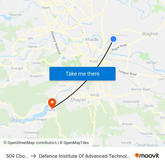 509 Chowk to Defence Institute Of Advanced Technology Diat map