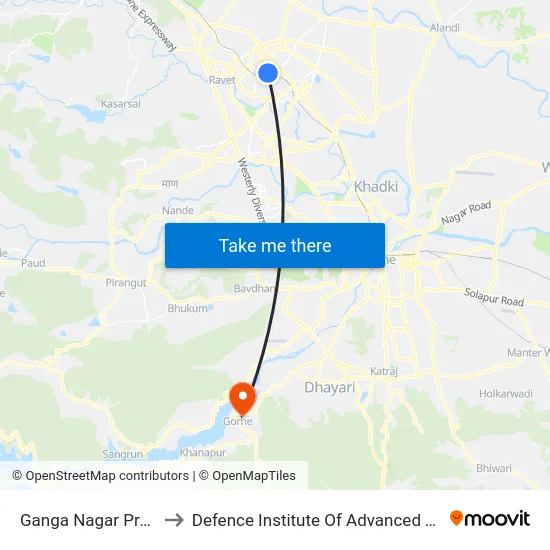 Ganga Nagar Pradhikaran to Defence Institute Of Advanced Technology Diat map