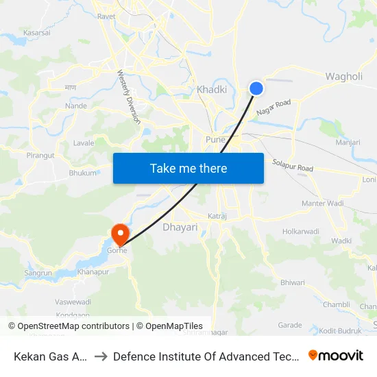 Kekan Gas Agency to Defence Institute Of Advanced Technology Diat map