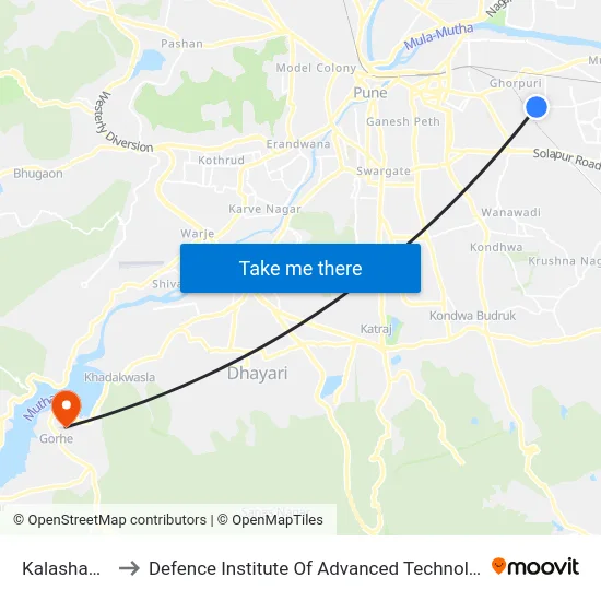 Kalashankar to Defence Institute Of Advanced Technology Diat map