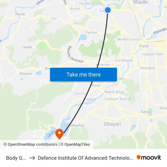 Body Gate to Defence Institute Of Advanced Technology Diat map