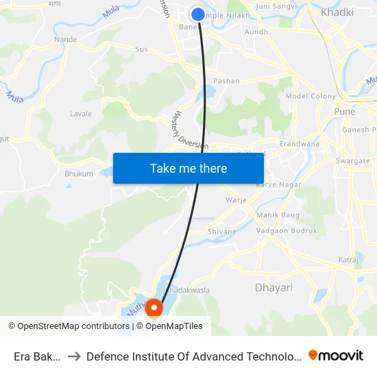 Era Bakery to Defence Institute Of Advanced Technology Diat map