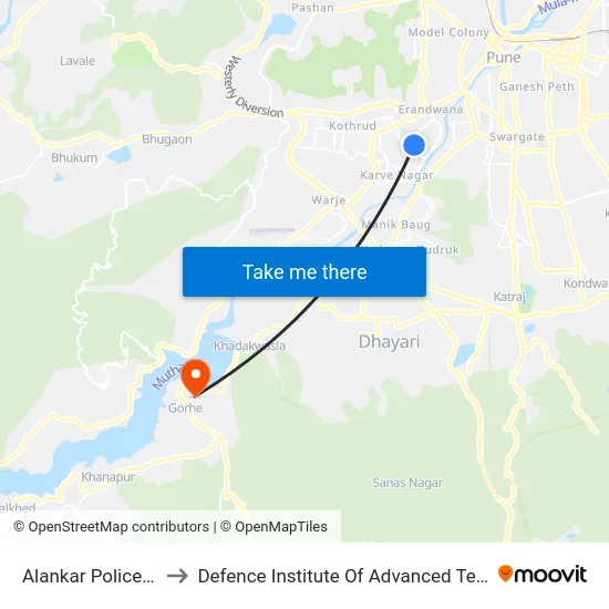 Alankar Police Station to Defence Institute Of Advanced Technology Diat map