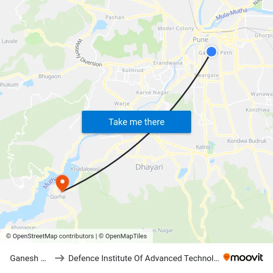 Ganesh Peth to Defence Institute Of Advanced Technology Diat map