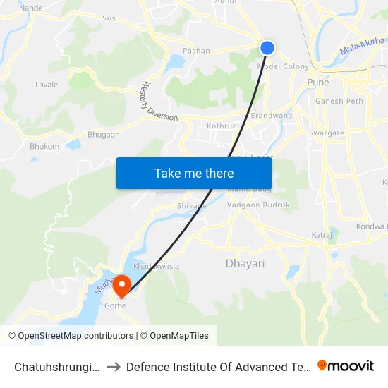 Chatuhshrungi Paytha to Defence Institute Of Advanced Technology Diat map