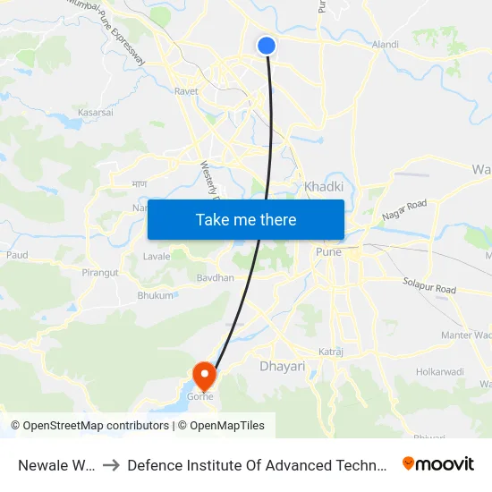 Newale Wasti to Defence Institute Of Advanced Technology Diat map