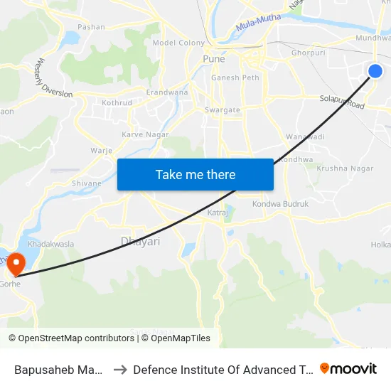 Bapusaheb Magar Wasti to Defence Institute Of Advanced Technology Diat map
