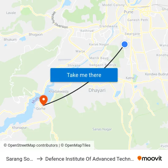 Sarang Society to Defence Institute Of Advanced Technology Diat map