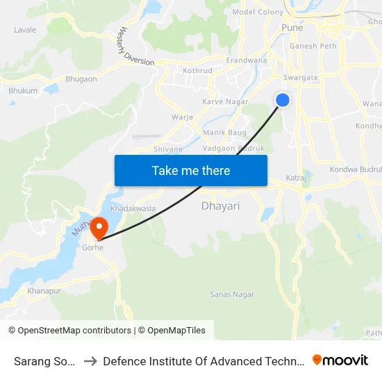 Sarang Society to Defence Institute Of Advanced Technology Diat map