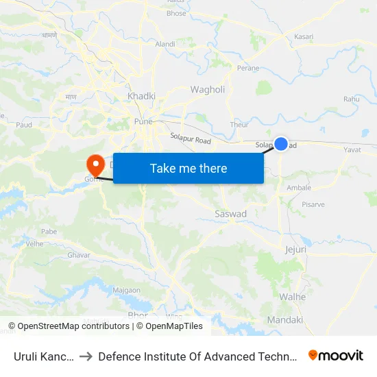 Uruli Kanchan to Defence Institute Of Advanced Technology Diat map