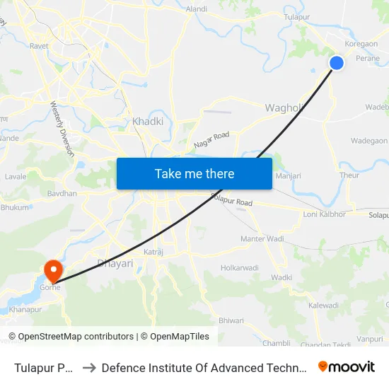 Tulapur Phata to Defence Institute Of Advanced Technology Diat map