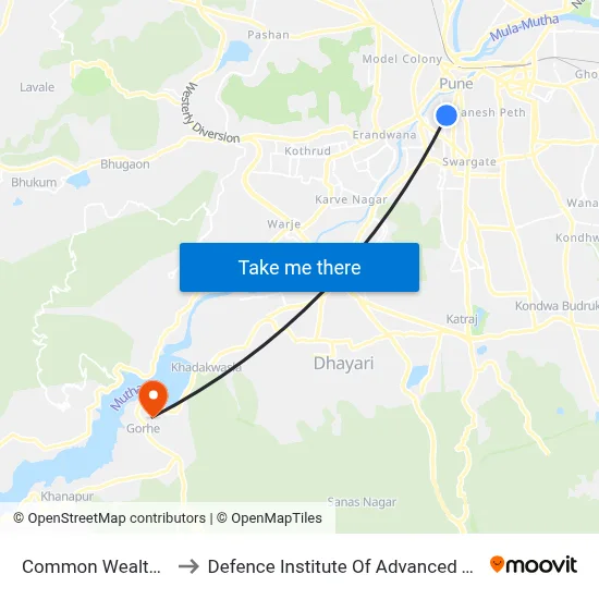 Common Wealth Building to Defence Institute Of Advanced Technology Diat map