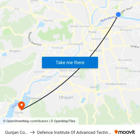 Gunjan Corner to Defence Institute Of Advanced Technology Diat map