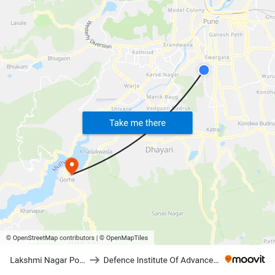 Lakshmi Nagar Police Chowky to Defence Institute Of Advanced Technology Diat map