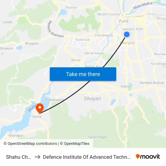 Shahu Chowk to Defence Institute Of Advanced Technology Diat map