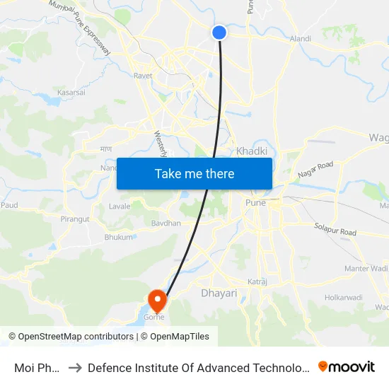 Moi Phata to Defence Institute Of Advanced Technology Diat map