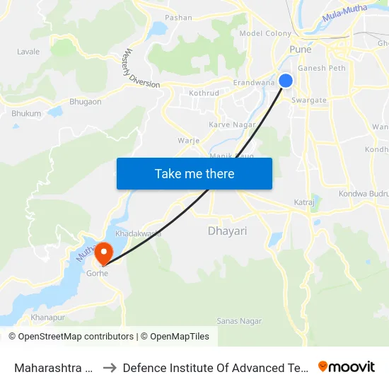 Maharashtra Mandal to Defence Institute Of Advanced Technology Diat map